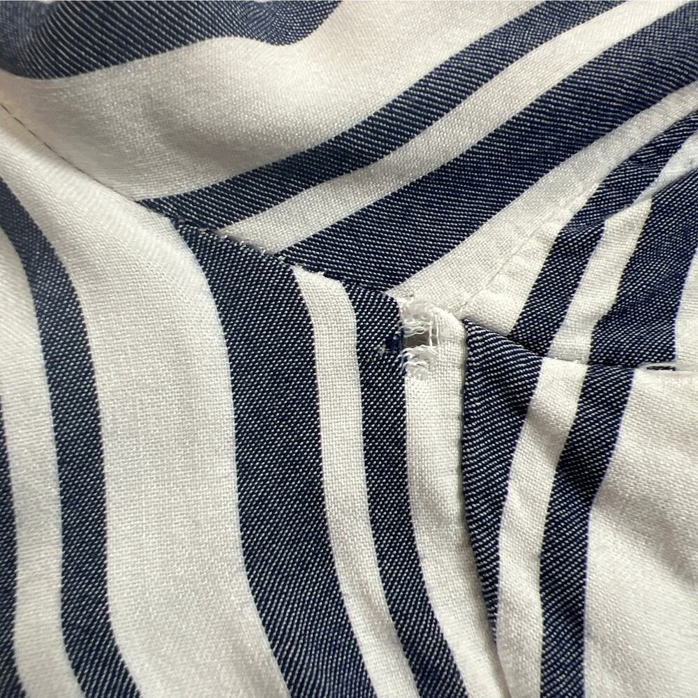 Waverly Grey Pants w Pockets 10 Blue White Stripe Wide Leg Casual Cropped Rayon - Picture 10 of 10